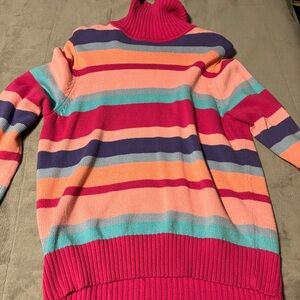 Colorful Striped Turtleneck Sweater